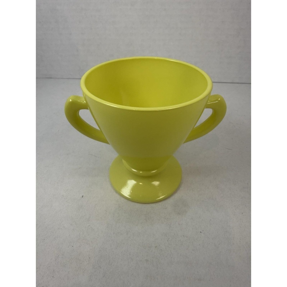 Hazel Atlas Ovide Platonite Lemon Yellow Sugar Bowl Mid Century Depression Glass